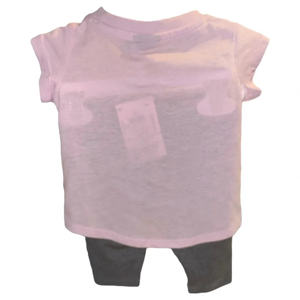 PUMA Baby Girls 2-Piece Outfit Set 0-3M Pink Glitter Logo Top & Capri Leggings - Picture 2 of 9